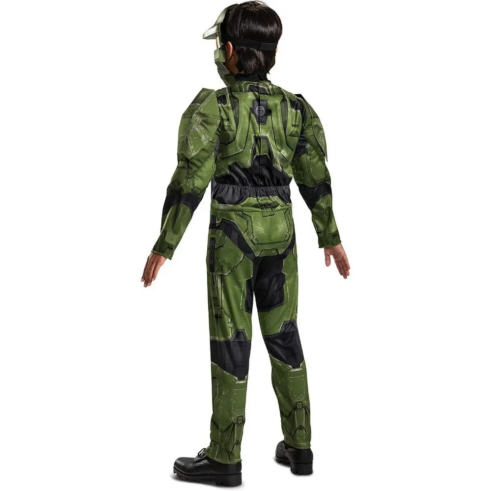 NWT Halo Infinite Master Chief Padded Muscle Light Up Mask & Video Game Jumpsuit